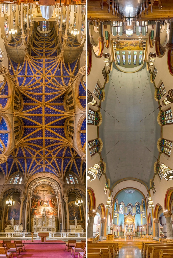 Вертикальные панорамные фотографии Нью-Йоркских церквей